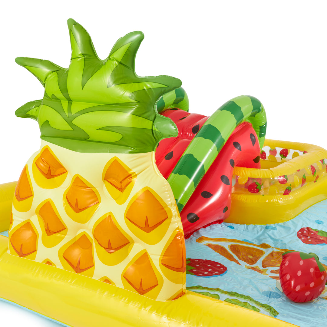 Intex Fun 'N Fruity Outdoor Inflatable Kiddie Pool Play Center with Water Slide