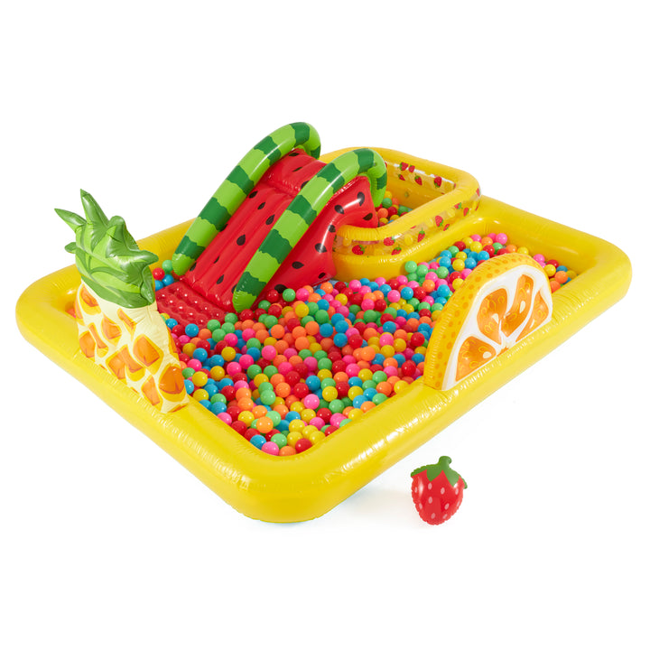 Intex Fun 'N Fruity Outdoor Inflatable Kiddie Pool Play Center with Water Slide