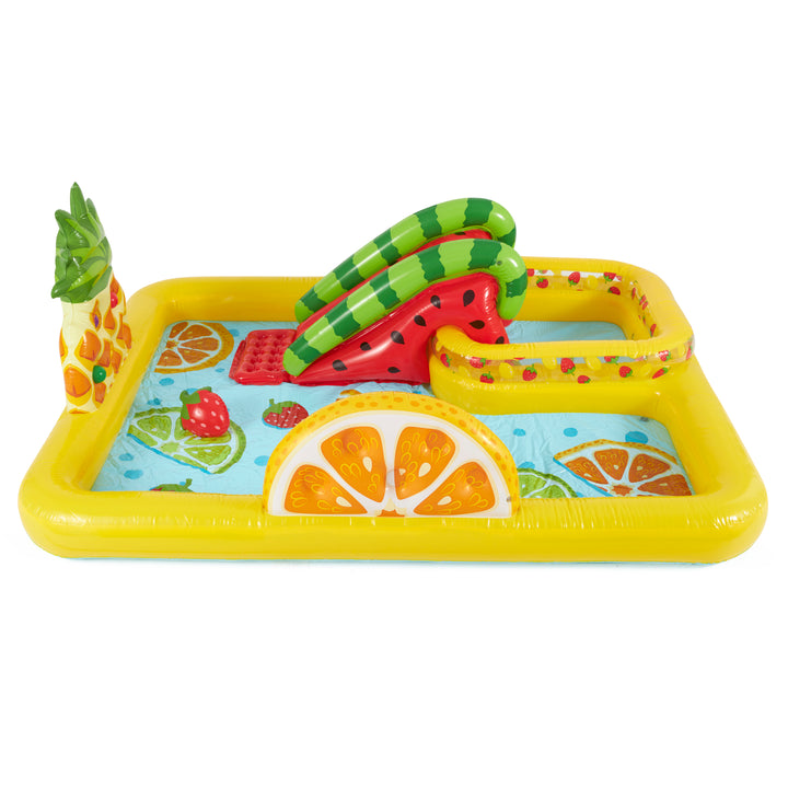 Intex Fun 'N Fruity Outdoor Inflatable Kiddie Pool Play Center with Water Slide