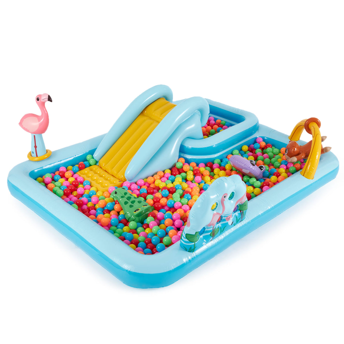 Intex Inflatable Jungle Adventure Play Center & Plastic Fun Ballz, 100 Pack