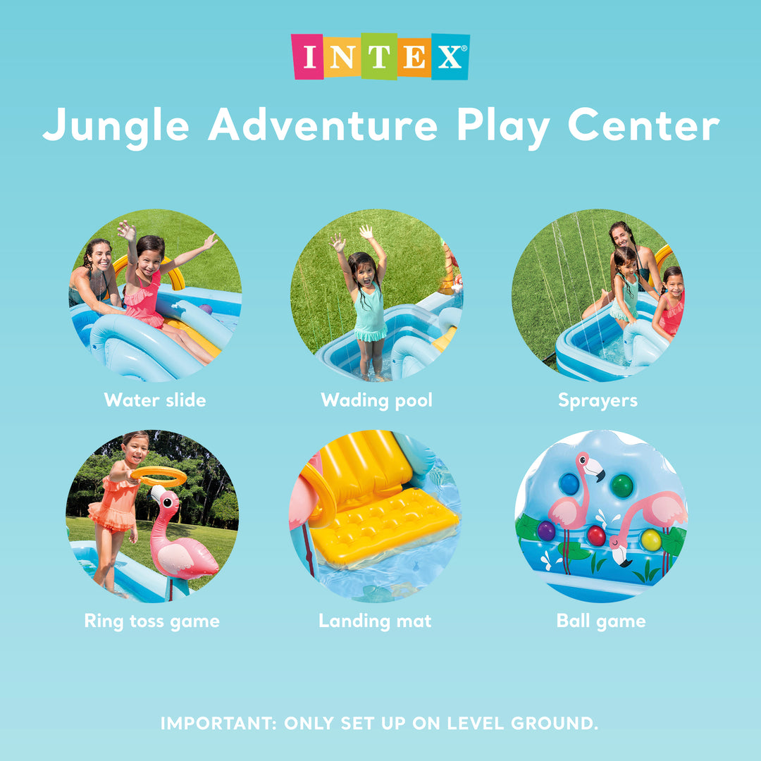 Intex Inflatable Jungle Adventure Play Center & Plastic Fun Ballz, 100 Pack