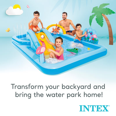 Intex Inflatable Jungle Adventure Play Center & Plastic Fun Ballz, 100 Pack