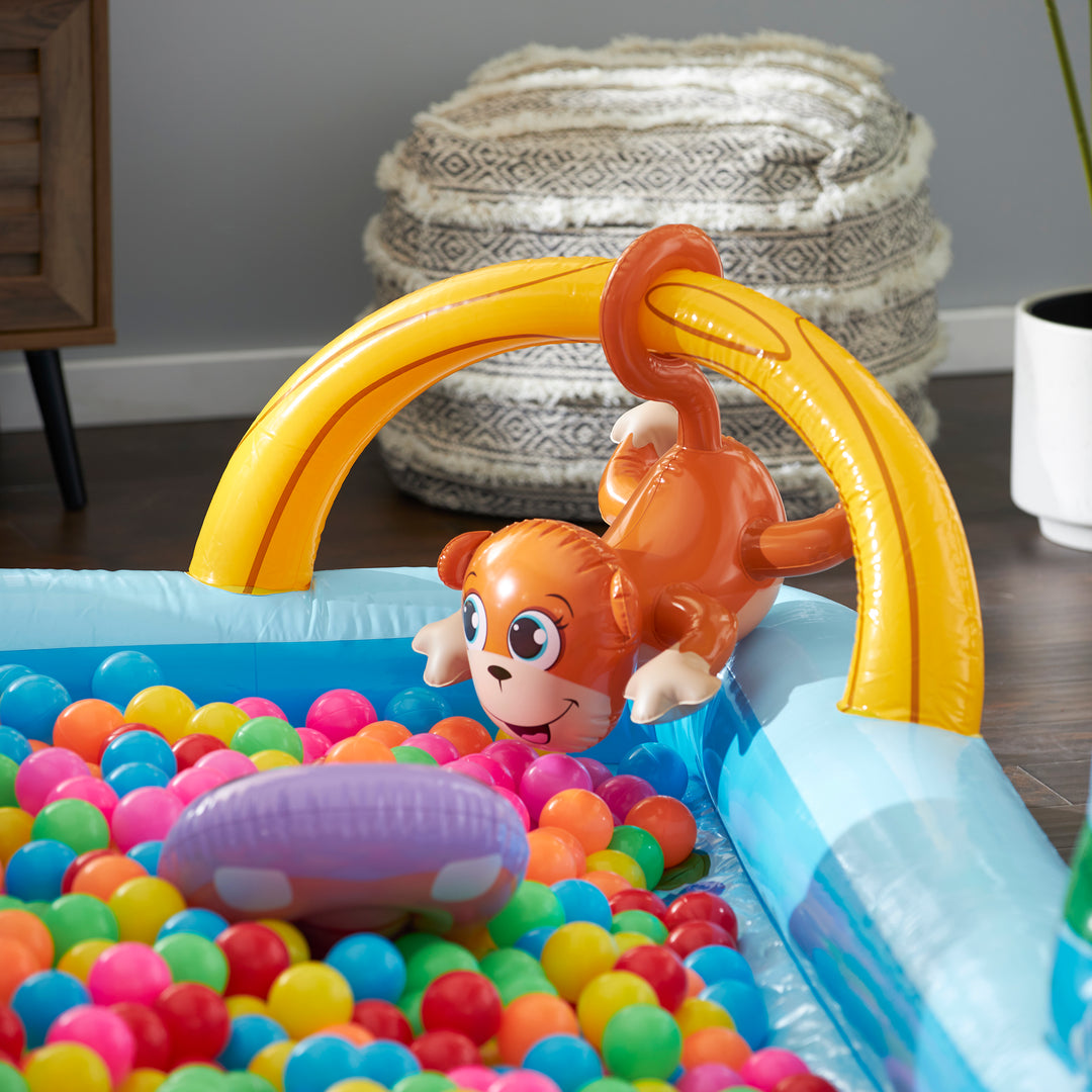 Intex Inflatable Jungle Adventure Play Center & Plastic Fun Ballz, 100 Pack