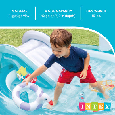 Intex Gator Outdoor Inflatable Kiddie Pool Water Play Center w/ Slide (Open Box)
