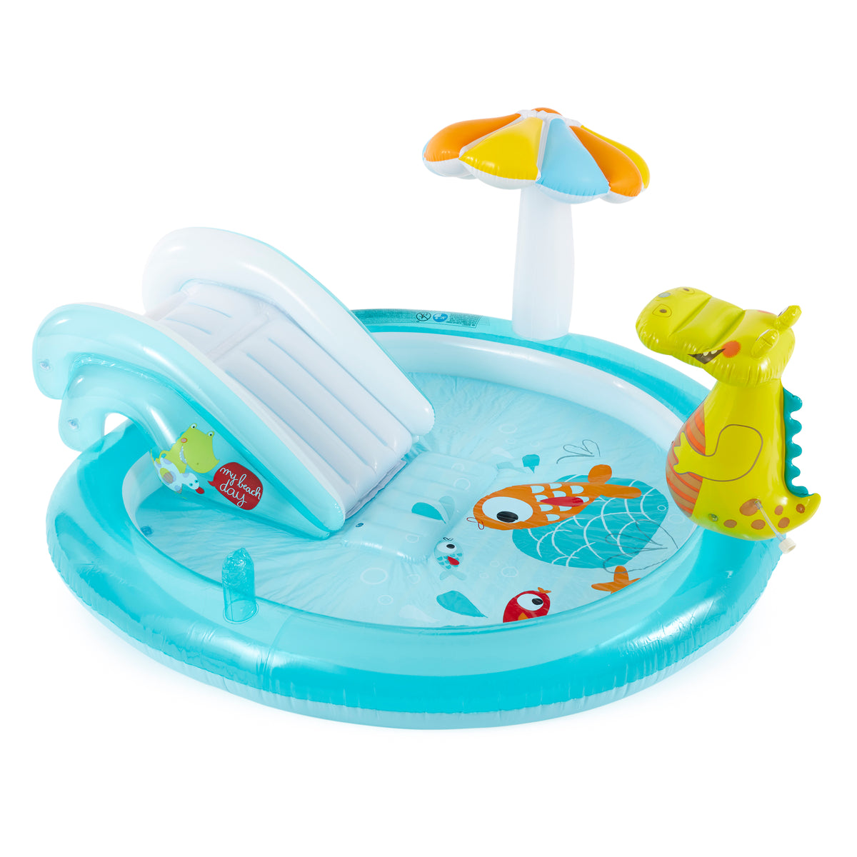 Intex Gator Inflatable Play Center Kiddie Pool with Slide & Fun Ballz, 100 Pack