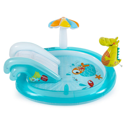 Intex Gator Inflatable Play Center Kiddie Pool with Slide & Fun Ballz, 100 Pack