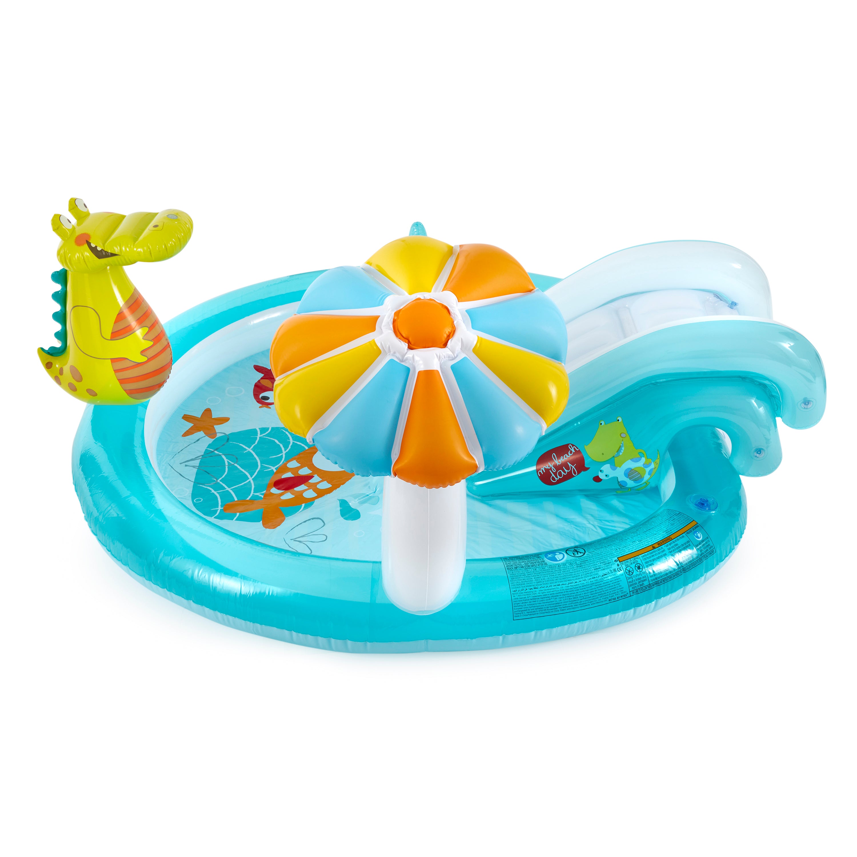 Intex Gator Inflatable Play Center Kiddie Pool with Slide & Fun Ballz, 100 Pack