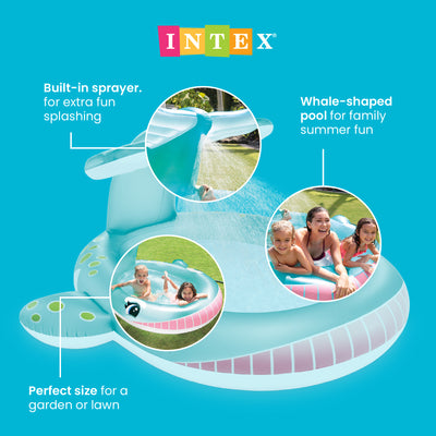 Intex 79" x 77" x 36" Inflatable Whale Spray Kiddie Pool for Kids 2+ (Open Box)