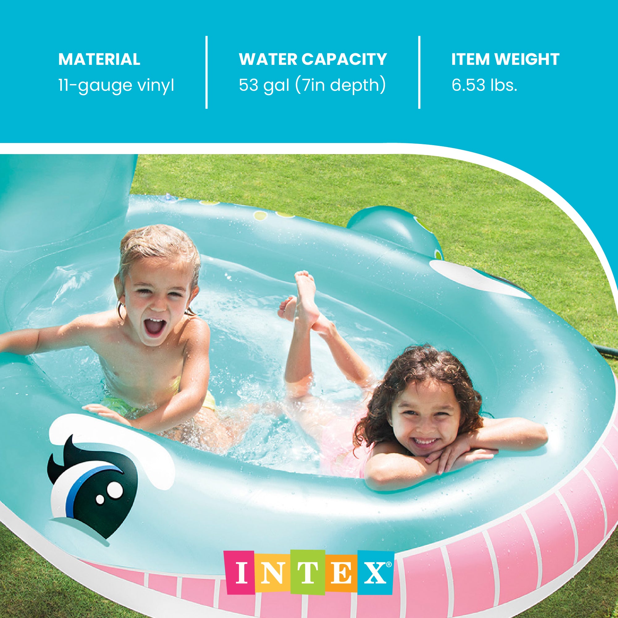 Intex 79" x 77" x 36" Inflatable Whale Spray Kiddie Pool for Kids 2+ (Used)