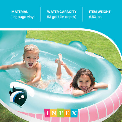 Intex 79" x 77" x 36" Inflatable Whale Spray Kiddie Pool for Kids 2+ (Used)