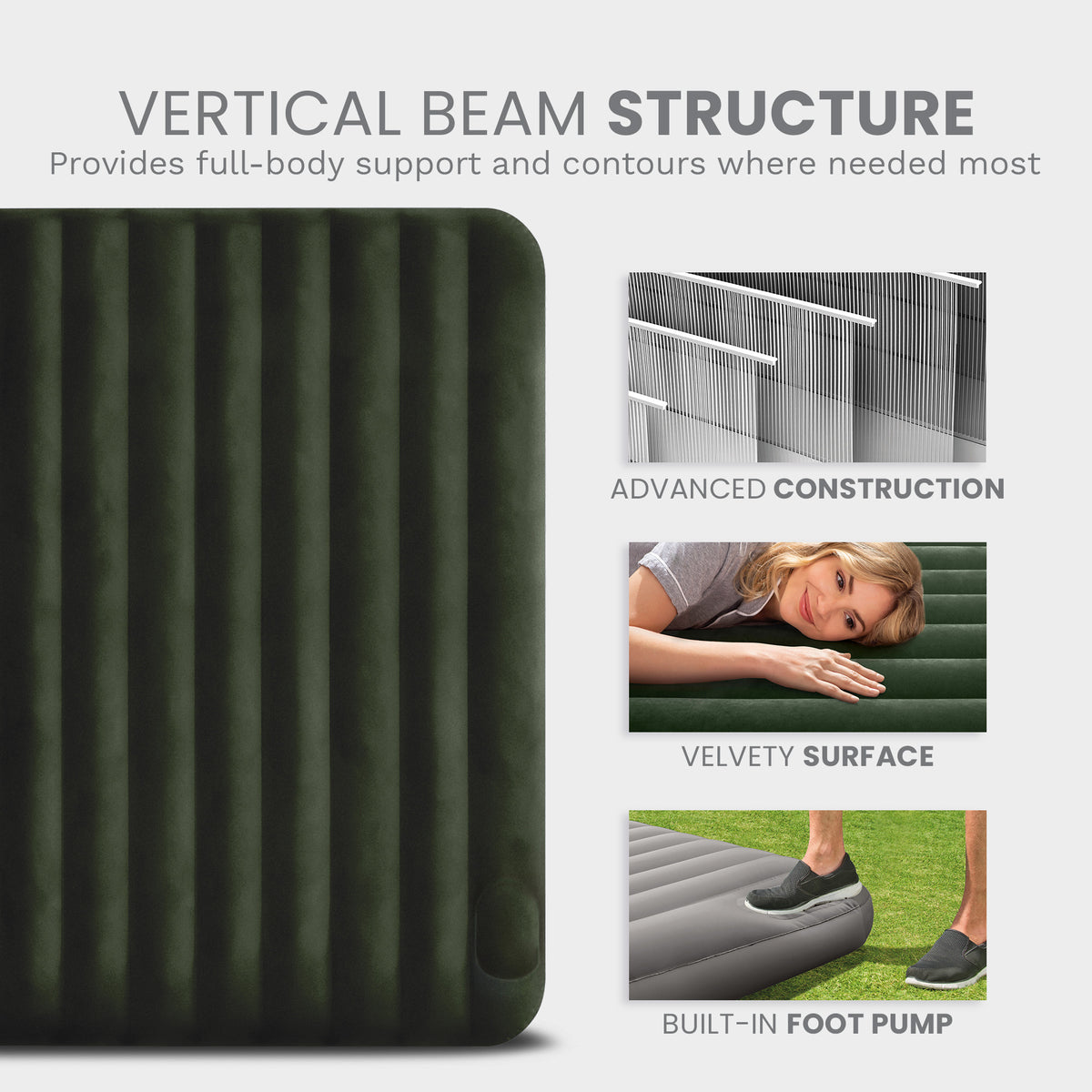 Intex Dura-Beam Downy Airbed with Built-In Foot Pump, Full Size (Open Box)