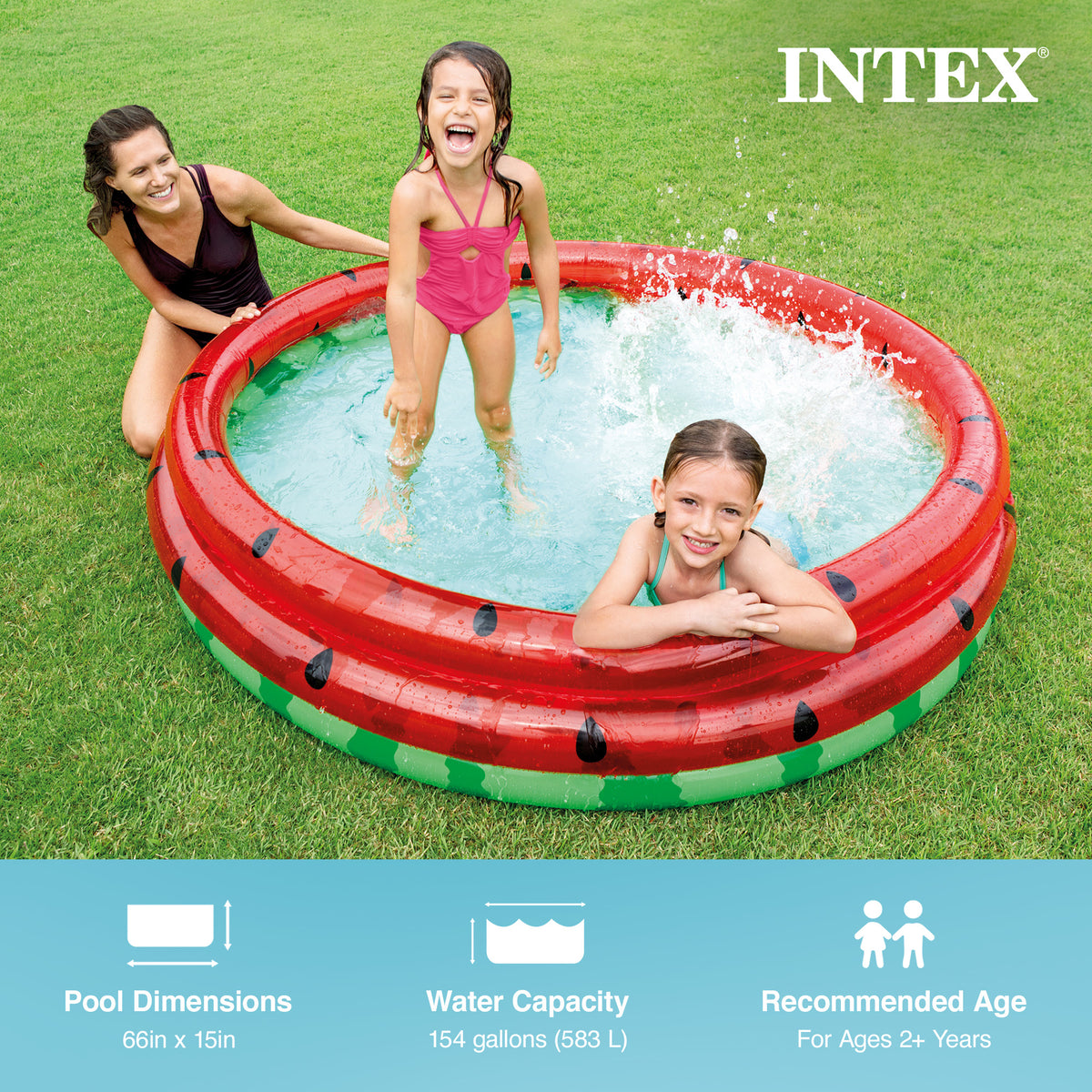 Intex 66"  Round Inflatable Outdoor Kids and Wading Watermelon Pool (For Parts)