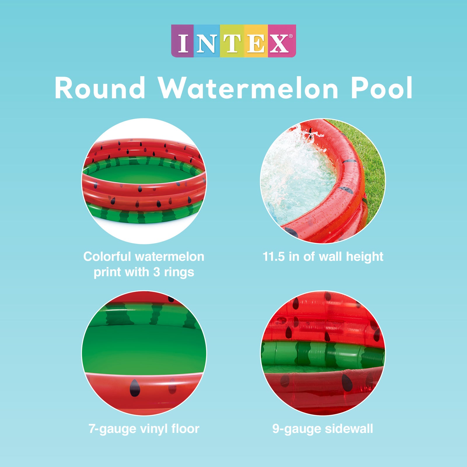 Intex 66-Inch Round Inflatable Outdoor Kids Swimming and Wading Watermelon Pool - VMInnovations