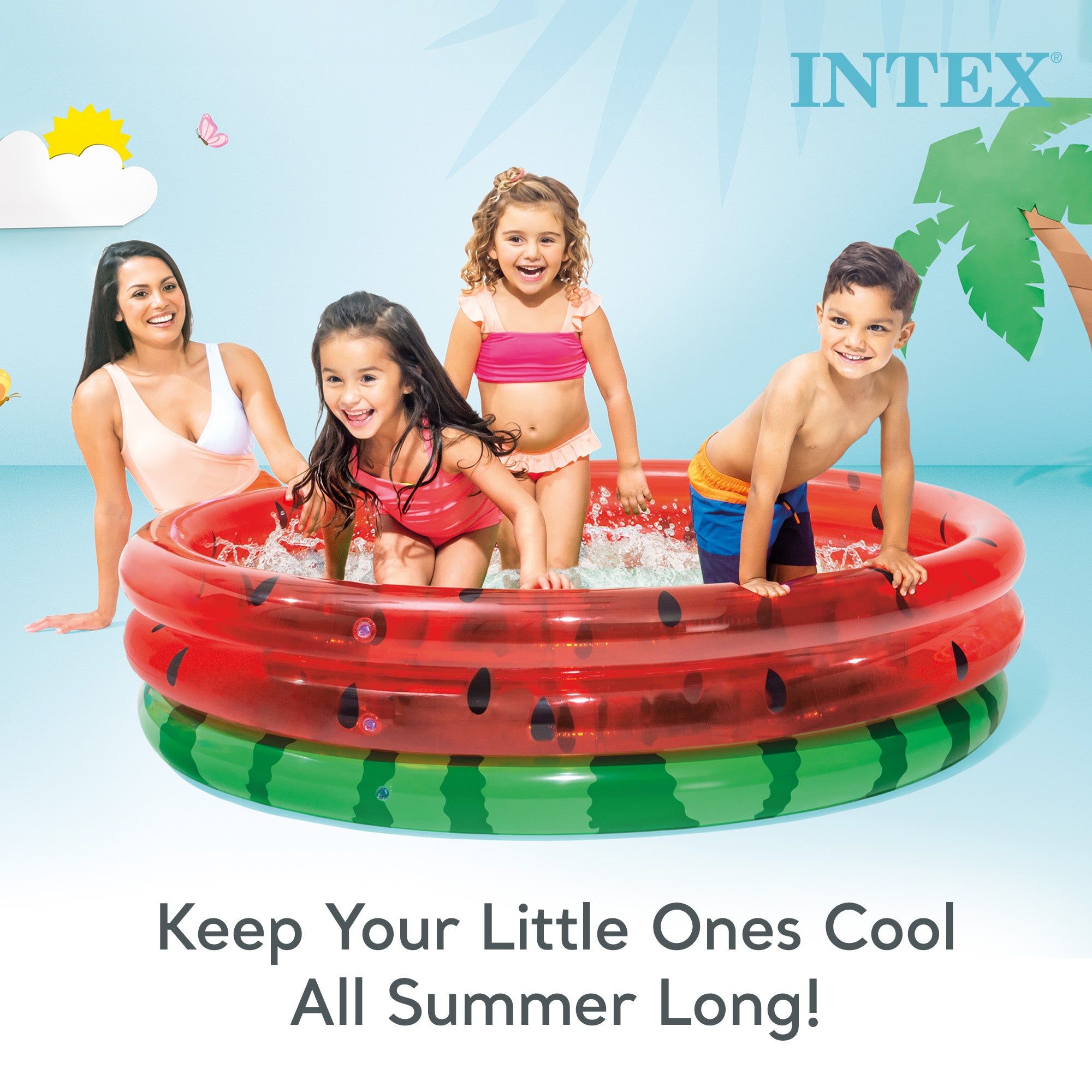 Intex 66"  Round Inflatable Outdoor Kids and Wading Watermelon Pool (For Parts)