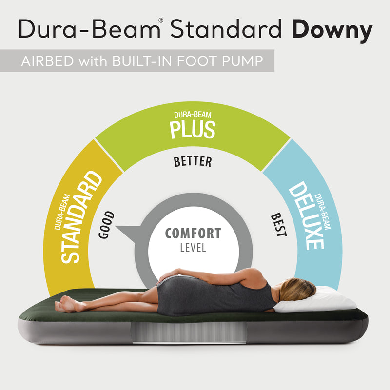 Intex Gray Standard Dura Beam Downy Air Mattress Built In Pump, Queen (Open Box)