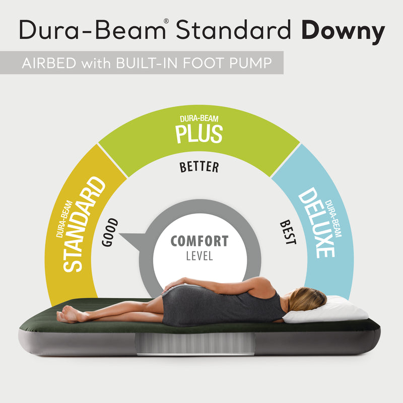 Intex Standard Dura Beam Downy Air Mattress Bed w/ Built In Pump, Queen (Used)
