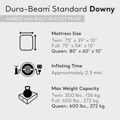Intex 64763E Standard Dura Beam Downy Air Mattress Bed w/ Built In Pump, Queen