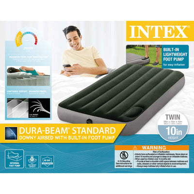 Intex Dura-Beam Downy Airbed w/Built-In Foot Pump, Twin Size (Open Box) (2 Pack)