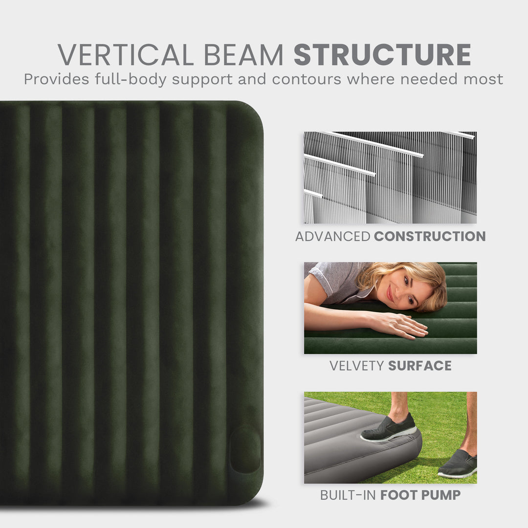 Intex Dura-Beam Standard Series Downy Airbed with Built-In Foot Pump, Twin Size