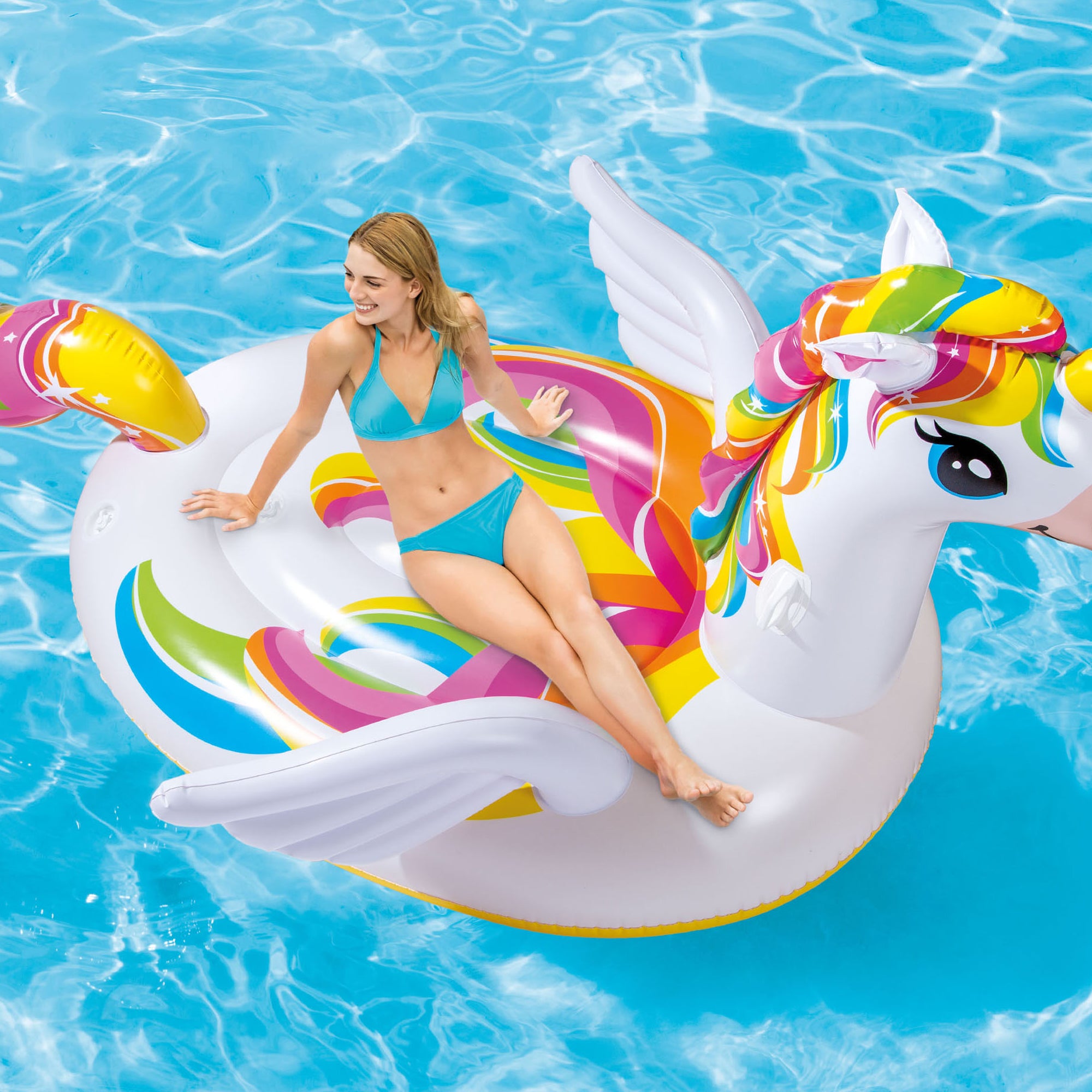 Intex 57291EP Giant Inflatable Mega Unicorn Island Ride On Swimming Pool Float