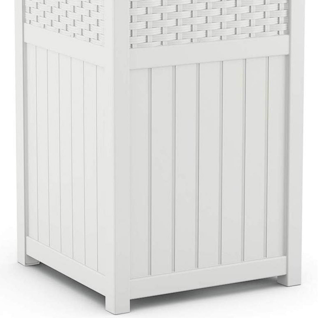 Suncast GHW1732WH Trashcan Hideaway Outdoor 33 Gallon Garbage Waste Bin, White