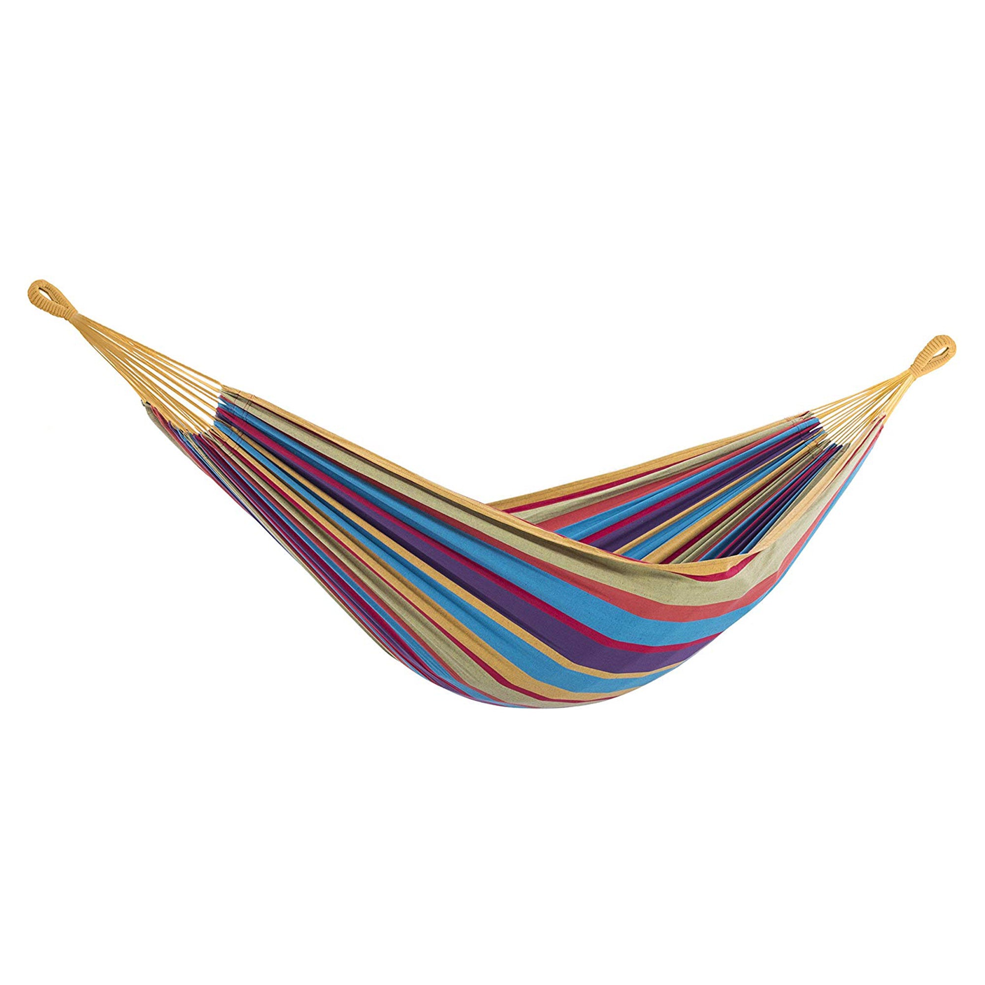 Vivere Brazilian Style Cotton One Person Outdoor Backyard Hammock, Tropical