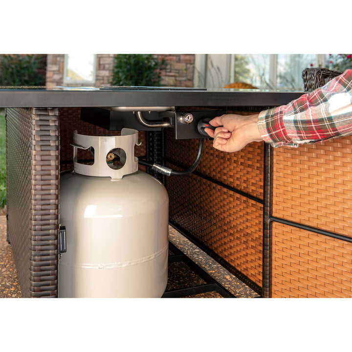 Endless Summer 40,000 BTU LP Gas Outdoor Fire Pit Table, Brown/Black(Open Box) - VMInnovations