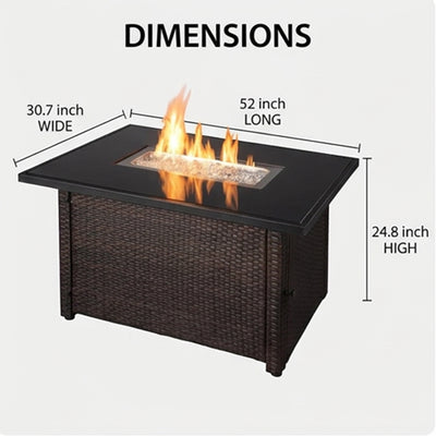 Endless Summer 44 Inch Rectangular Outdoor Gas Fire Table Pit with 40,000 BTU - VMInnovations