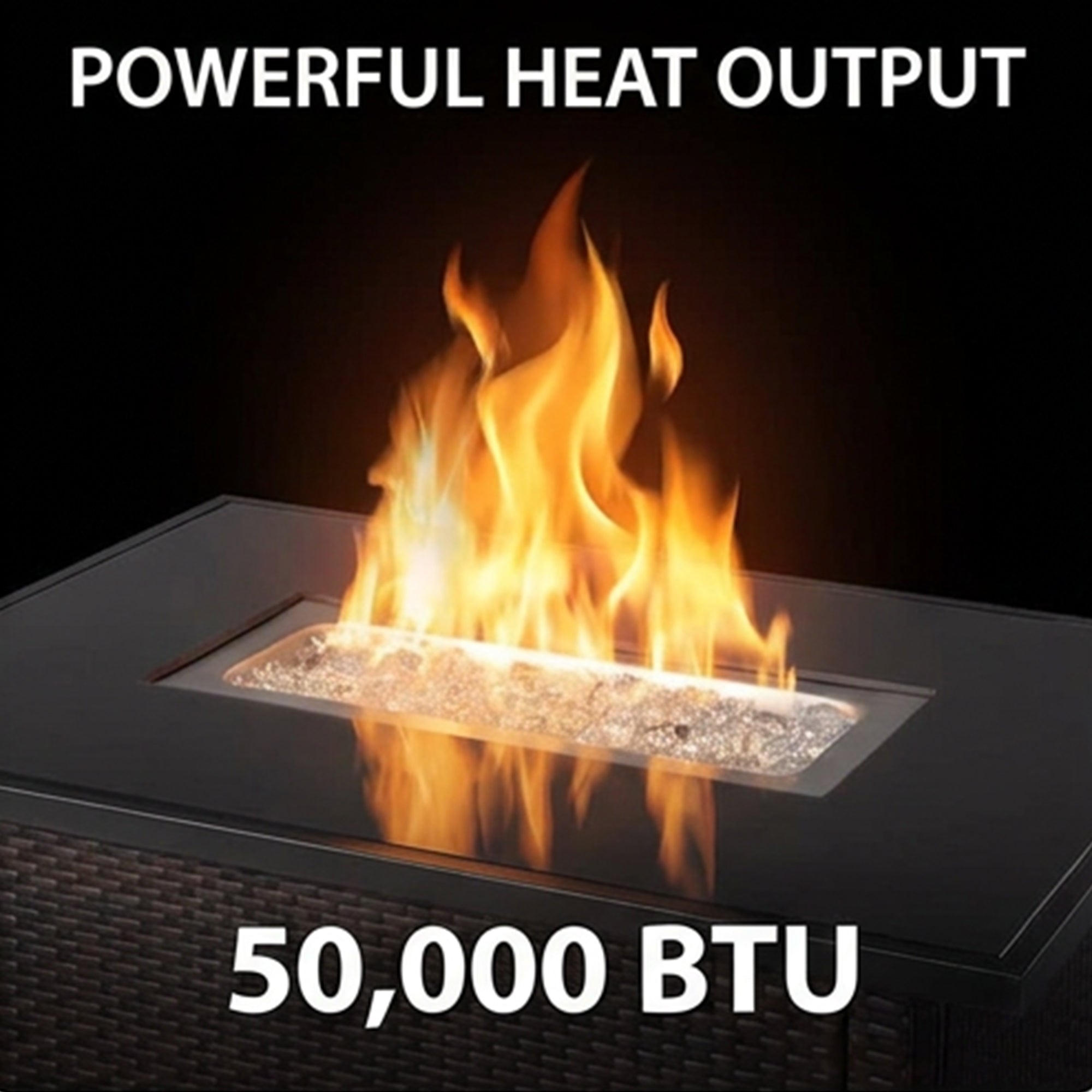 Endless Summer 44 Inch Rectangular Outdoor Gas Fire Table Pit with 40,000 BTU - VMInnovations