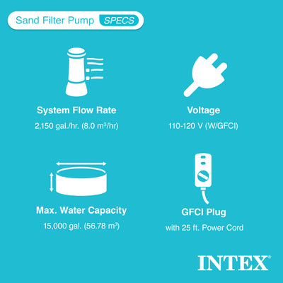 Intex 2,150 GPH Krystal Clear Saltwater System & Sand Filter Pump (Used)
