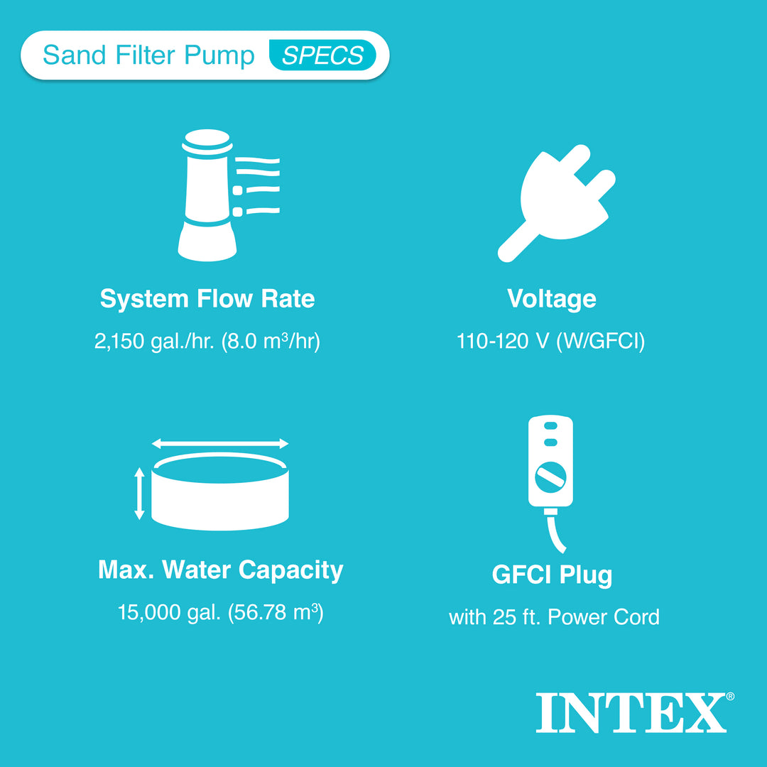 Intex 2,150 GPH Krystal Clear Saltwater System & Sand Filter Pump (Open Box) - VMInnovations