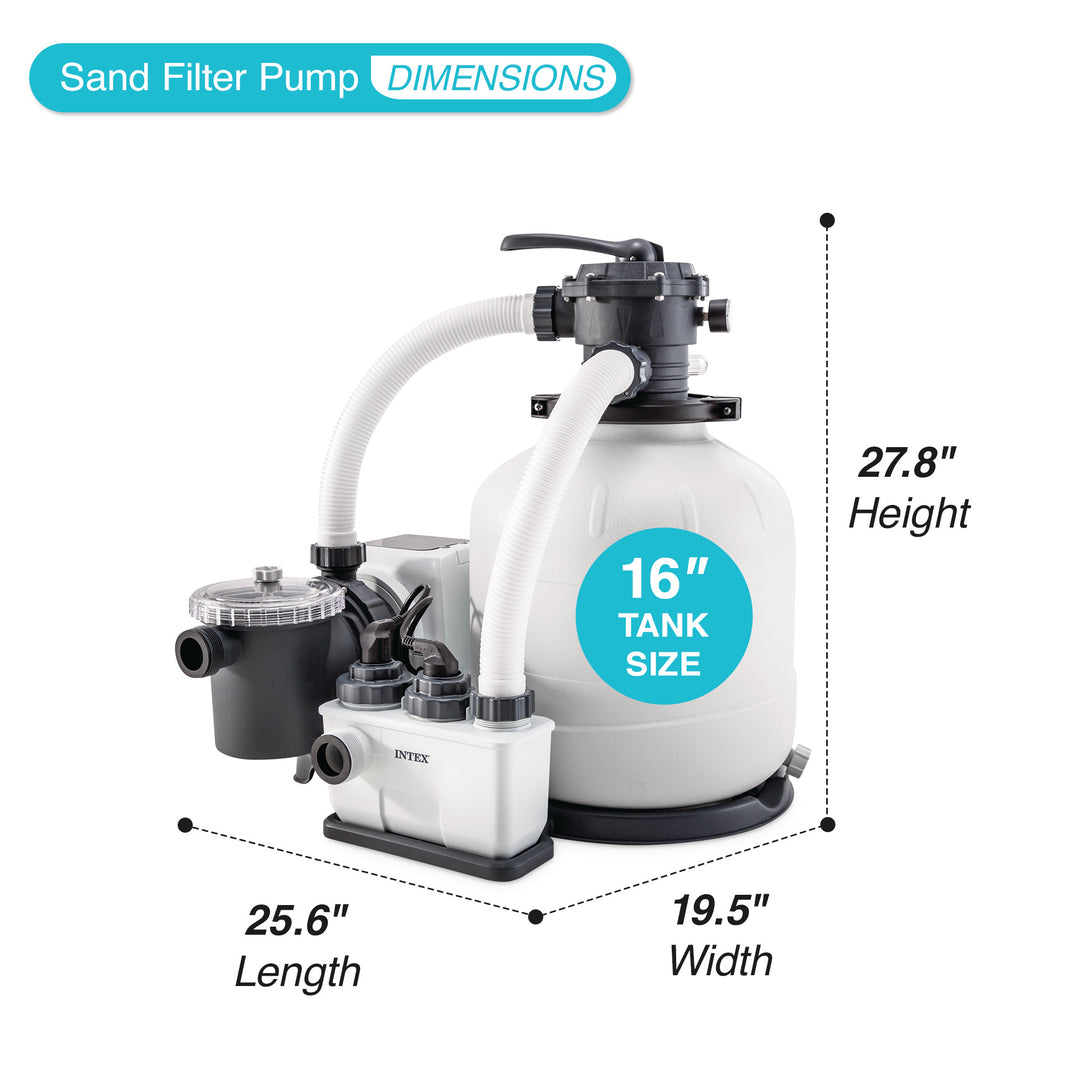 Intex 2,650 GPH 16" Krystal Clear Saltwater System and Sand Filter Pump
