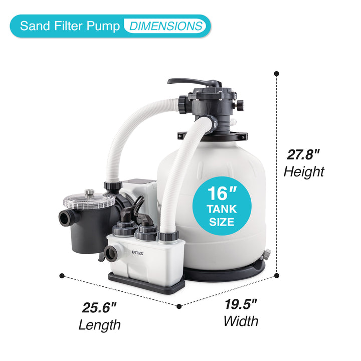 Intex 2,650 GPH 16" Krystal Clear Saltwater System and Sand Filter Pump