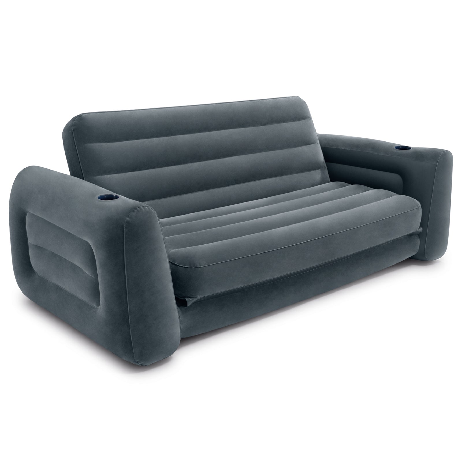 Intex Queen Size Inflatable Pull-Out Sofa Bed Sleep Away Futon Couch, Dark Gray - VMInnovations