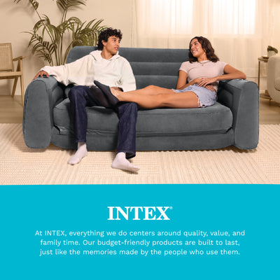 Intex Queen SZ Inflatable PullOut Sofa Bed Sleep Away Futon Couch Gray(Open Box)