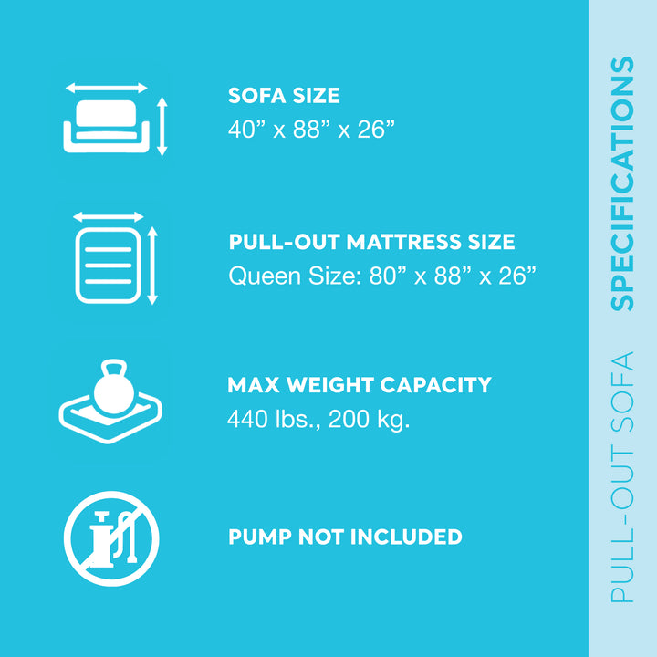 Intex Queen SZ Inflatable PullOut Sofa Bed Sleep Away Futon Couch Gray(Open Box) - VMInnovations