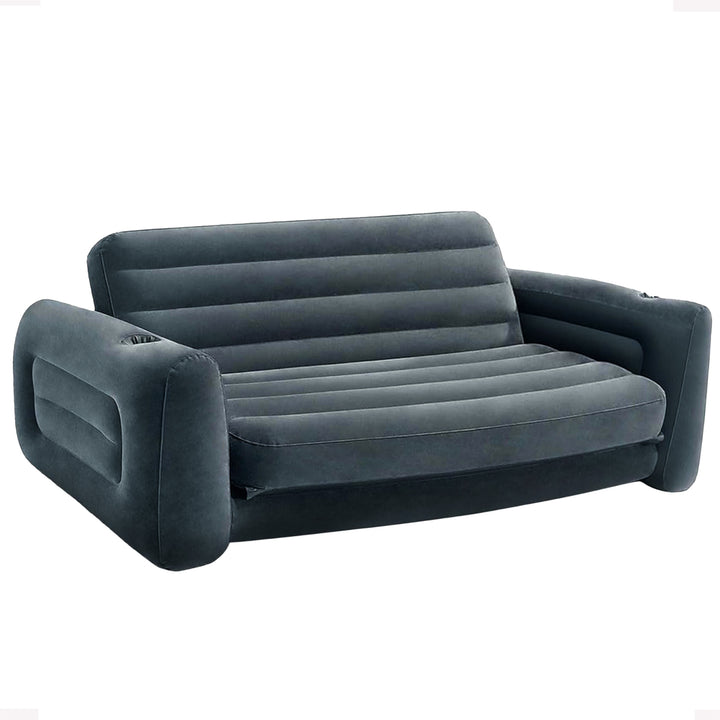 Intex Queen Pull Out Sofa Bed Sleep Away Inflatable Couch, Dark Gray (Used)