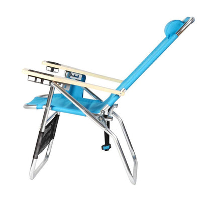 Copa Big Papa 4 Position Folding Chair w/ Cupholders 2 Pack, Light Blue and Blue