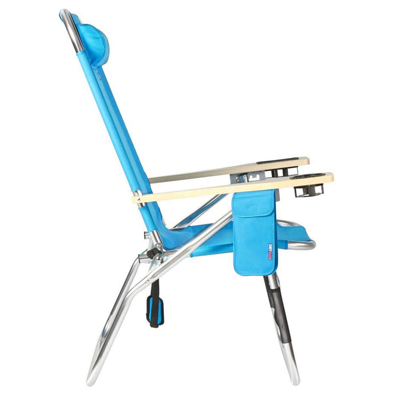 Copa Big Papa Aluminum 4 Position Folding Chair w/ Cupholders, Light Blue (4 Pk)