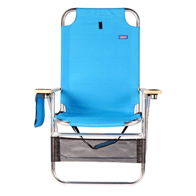 Copa Big Papa Aluminum 4 Position Folding Lounge Chair w/ Cupholders, Light Blue