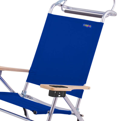 Copa Big Tycoon Aluminum 4 Position Folding Lounge Chair w/ Canopy, Blue (6 Pk)
