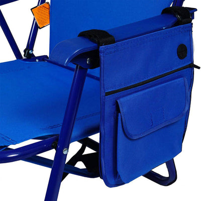 Copa Backpack Single Position Folding Beach Lounge Chair, Royal Blue (2 Pack)