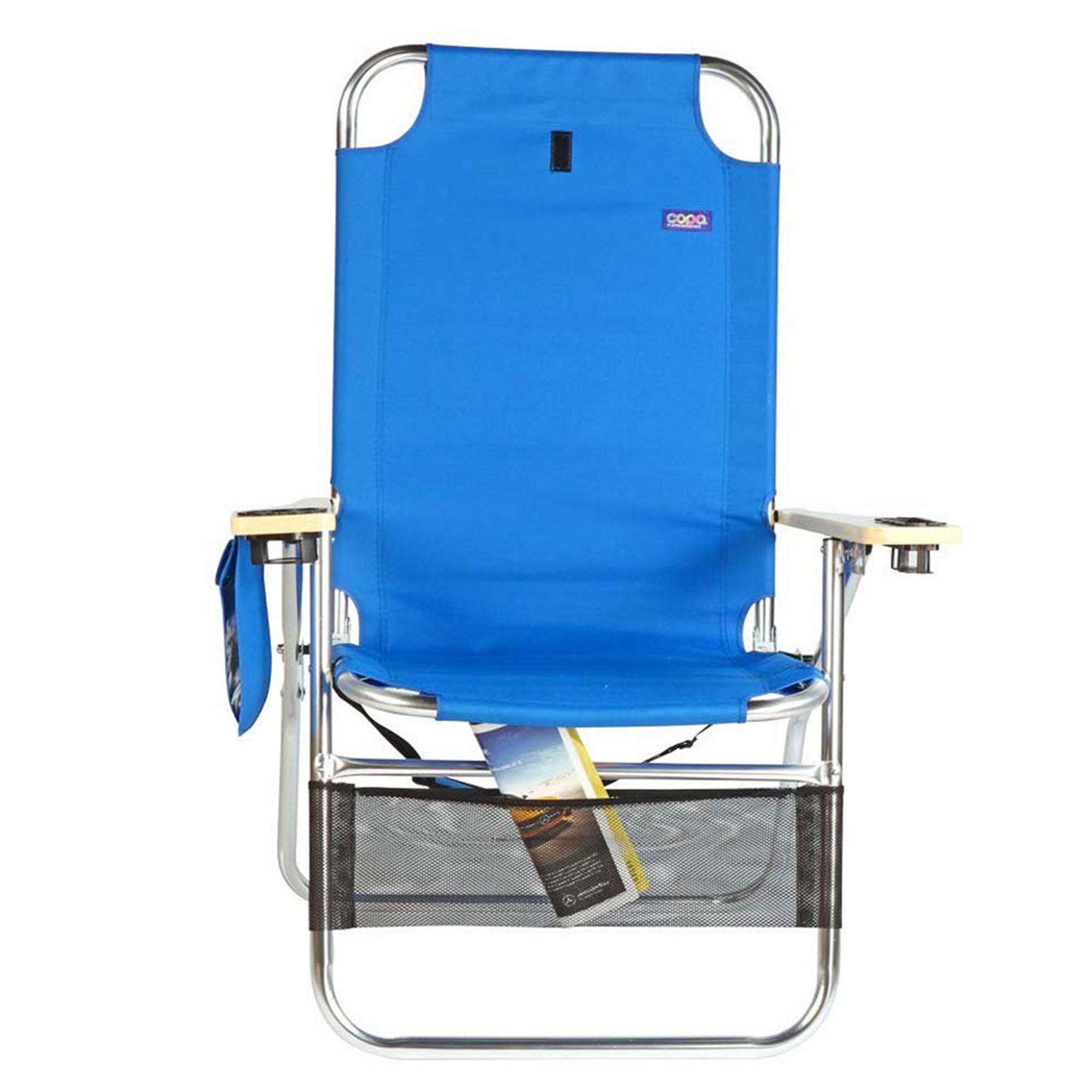 Copa Big Papa 4 Position Folding Chair w/ Cupholders 2 Pack, Light Blue and Blue