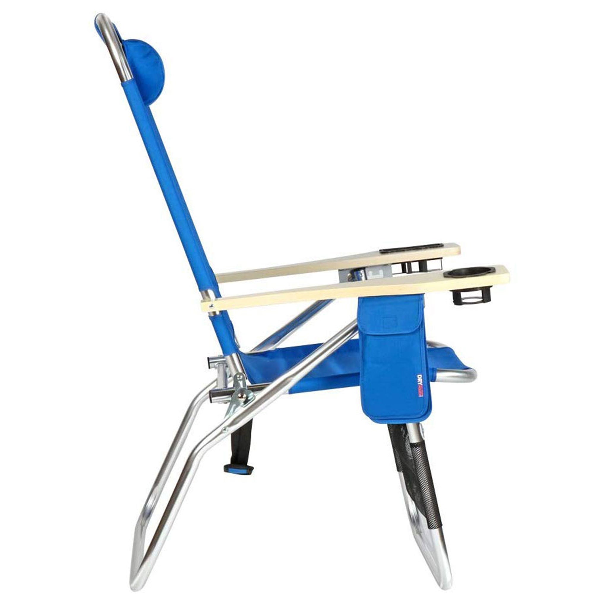 Copa Big Papa 4 Position Folding Chair w/ Cupholders 2 Pack, Light Blue and Blue