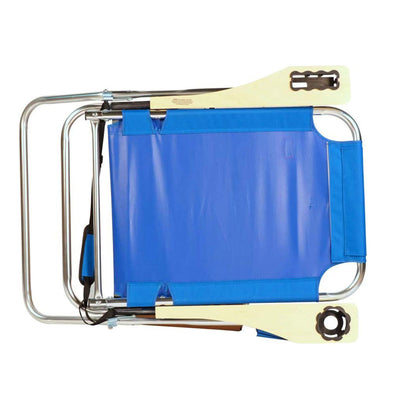 Copa Big Papa 4 Position Folding Chair w/ Cupholders 2 Pack, Light Blue and Blue