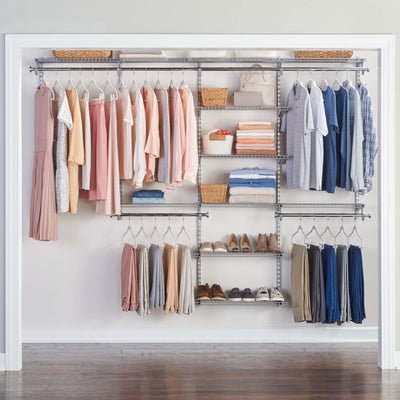 Rubbermaid 48-Inch Titanium Space Add-On Shelving and Hanging Closet Organizer
