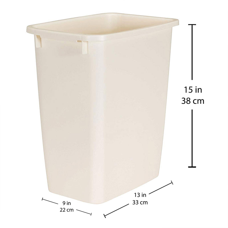 Rubbermaid 21 Quart Rectangular Kitchen Wastebasket Trash Can, Bisque (2 Pack)