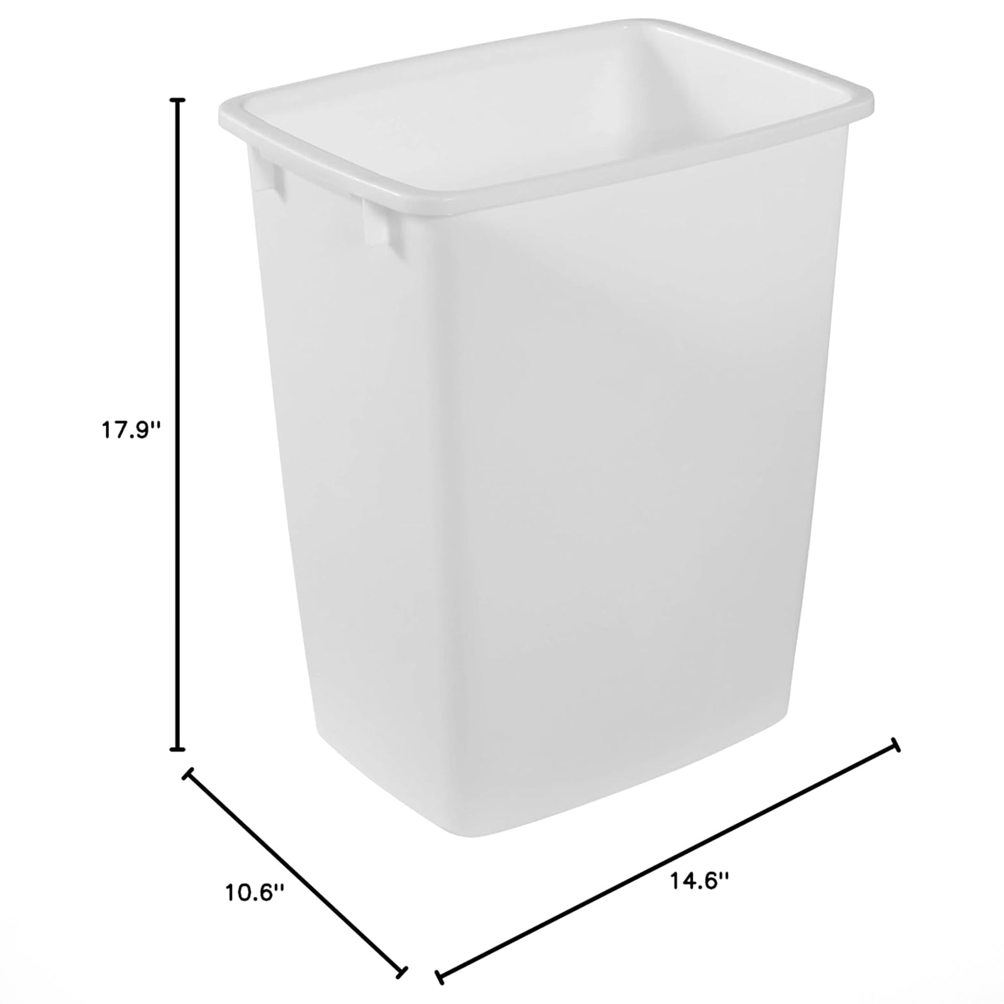 Rubbermaid Open Top Wastebasket Large Plastic Trash Bin Container, 36 Qt, 2 Pack