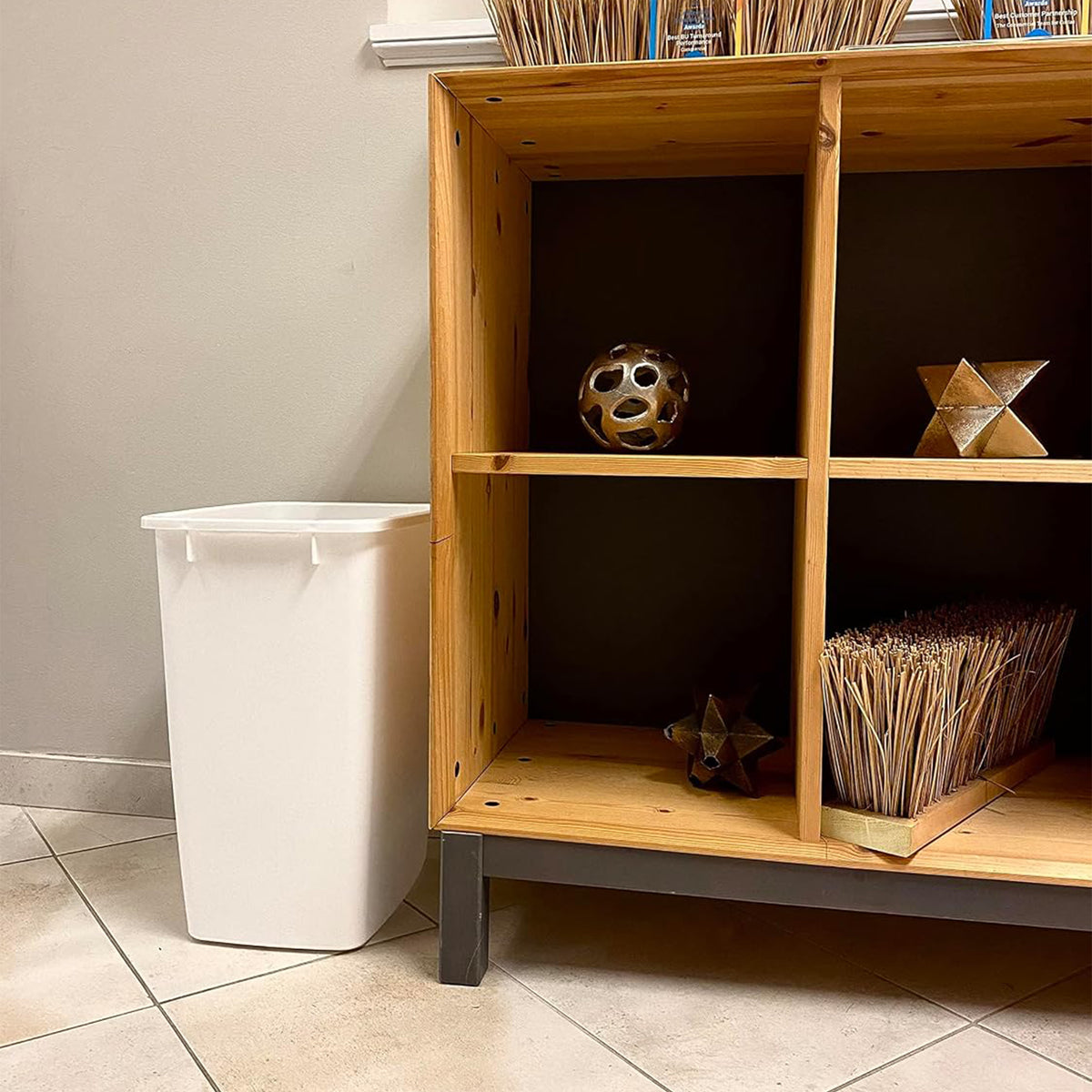Rubbermaid Open Top Wastebasket, Large Plastic Trash Bin Container, 36 Qt, White