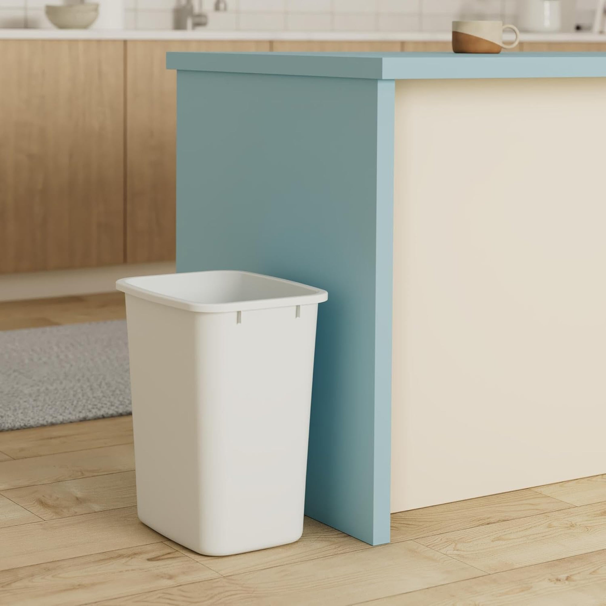 Rubbermaid Open Top Wastebasket, Large Plastic Trash Bin, 36 Qt, White(Used) - VMInnovations